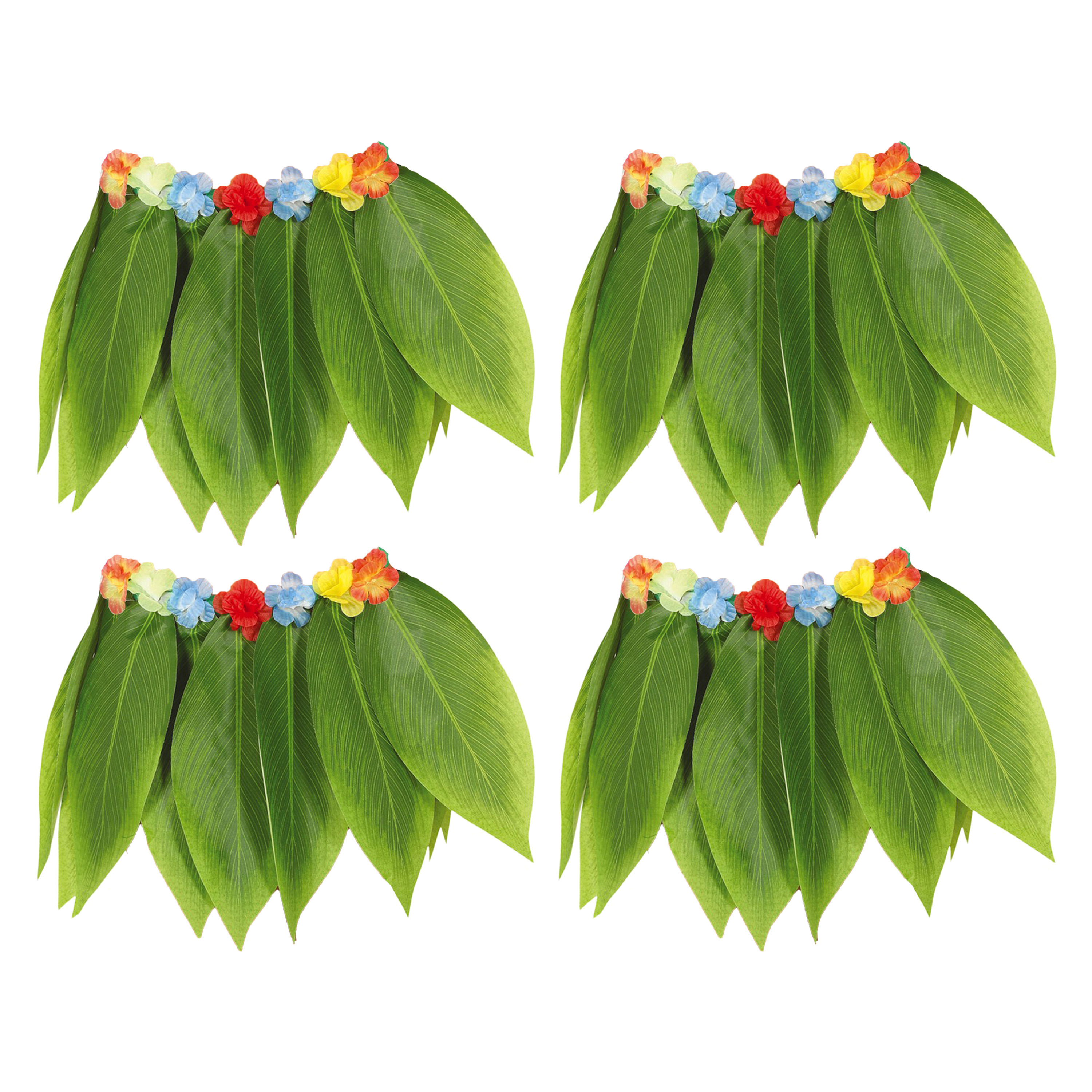 Hawaii verkleed rokje met bladeren - 4x - voor volwassenen - groen - 38 cm - hoela rokje - tropisch Top Merken Winkel